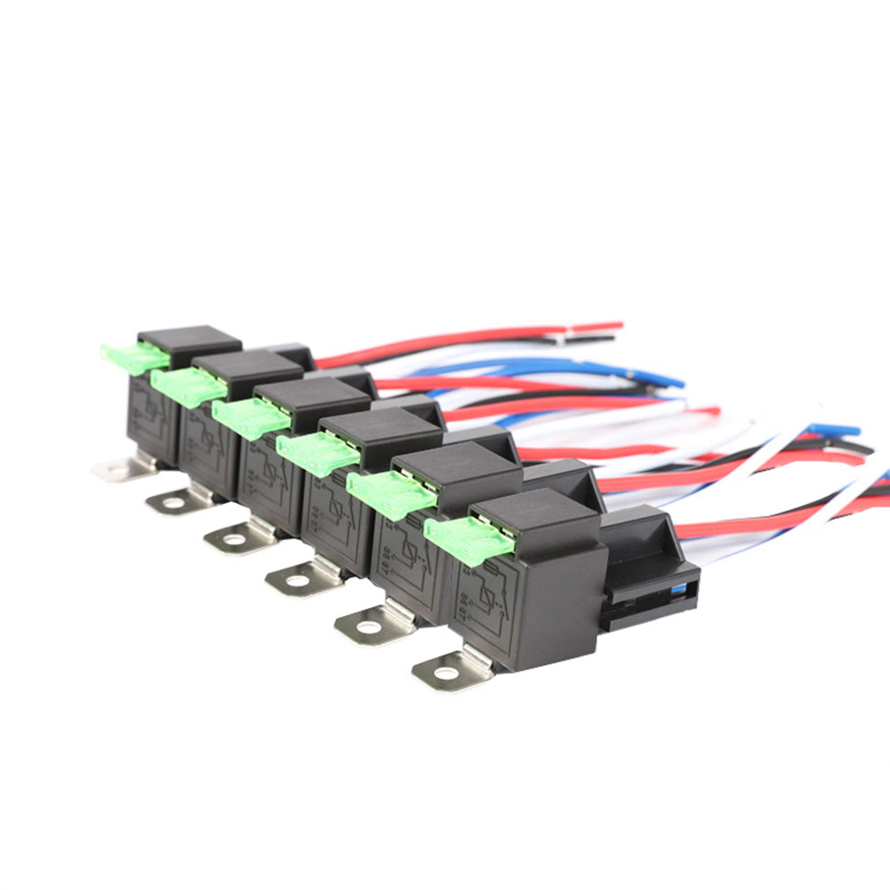 6x 12V 4-Pin Automotive Relays 30A Normally Open with Built-In 30A Fuse Suitable For Universal Vehicles-0
