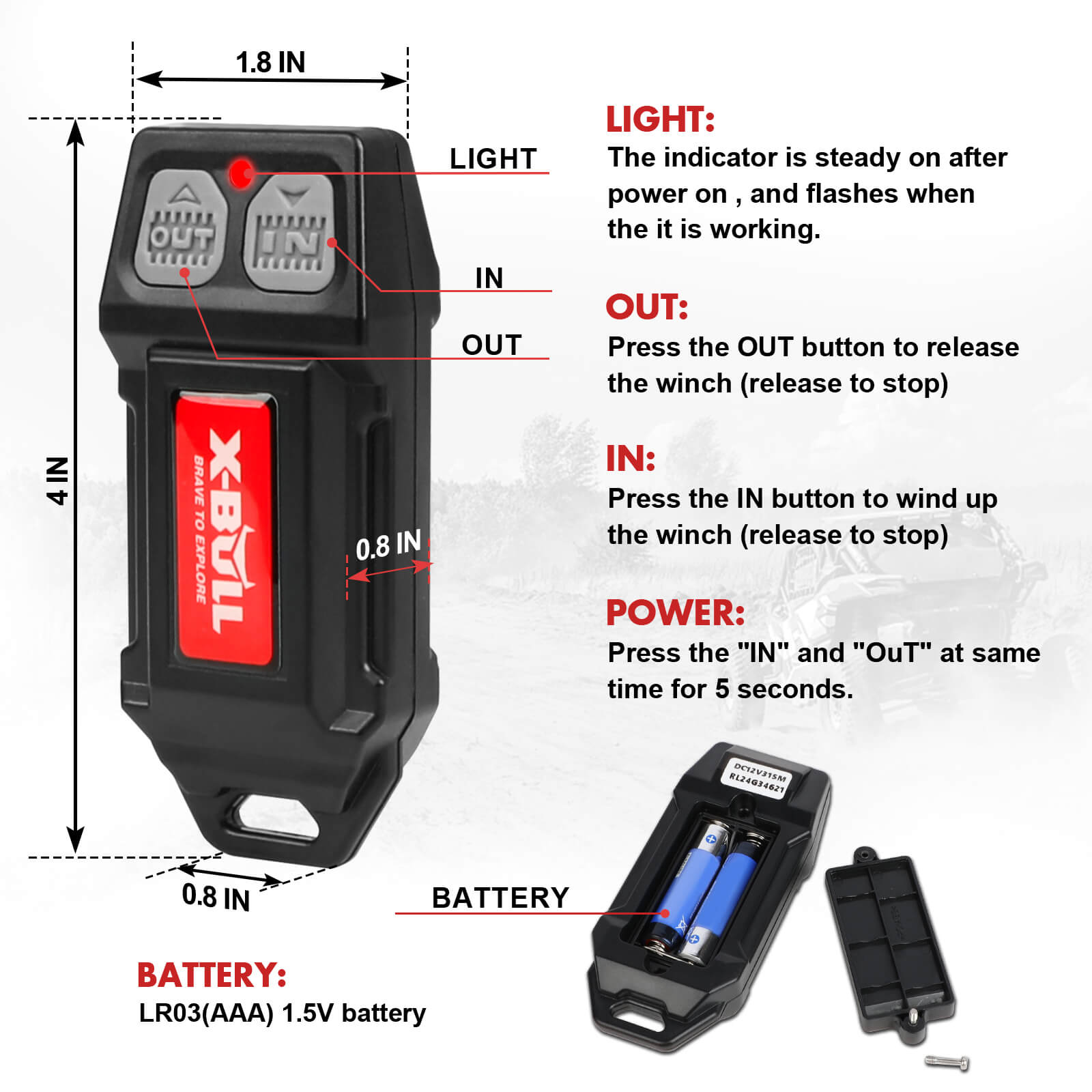 12V Winch Remote Twin Handset Set Suitable For Solenoid Operated Electric Winch-4