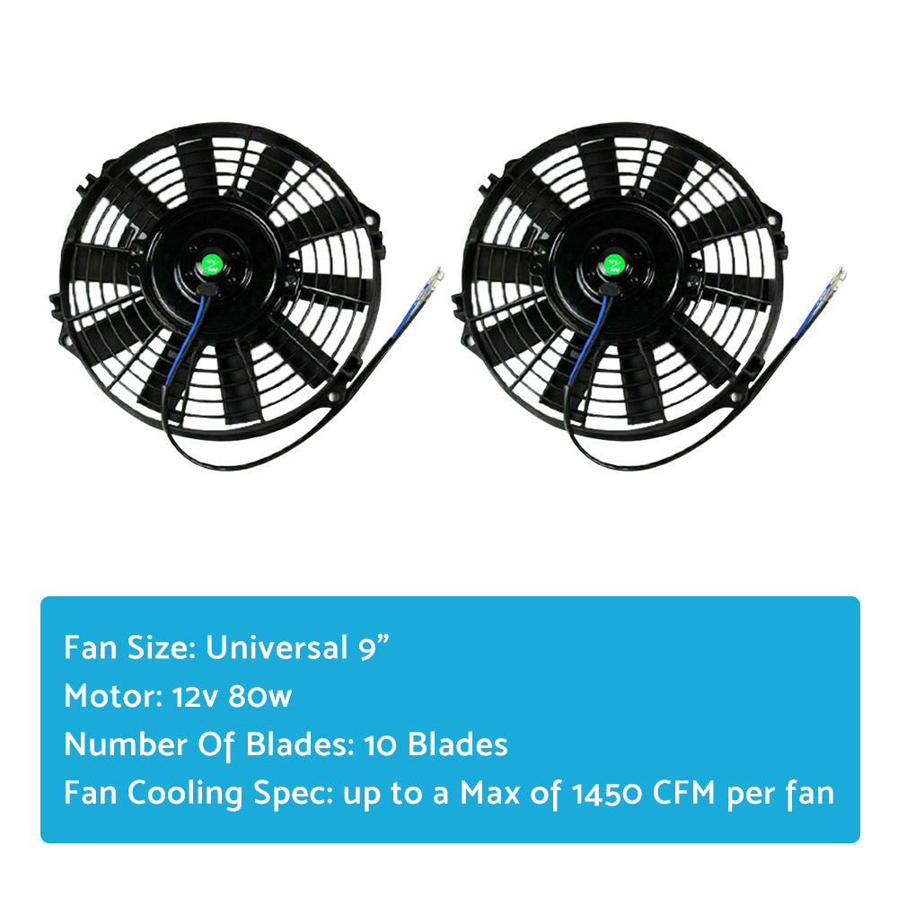 2x 9inch 12V 80W Electric Radiator Fan With Mounting Kit Suitable For Holden Commodore-3