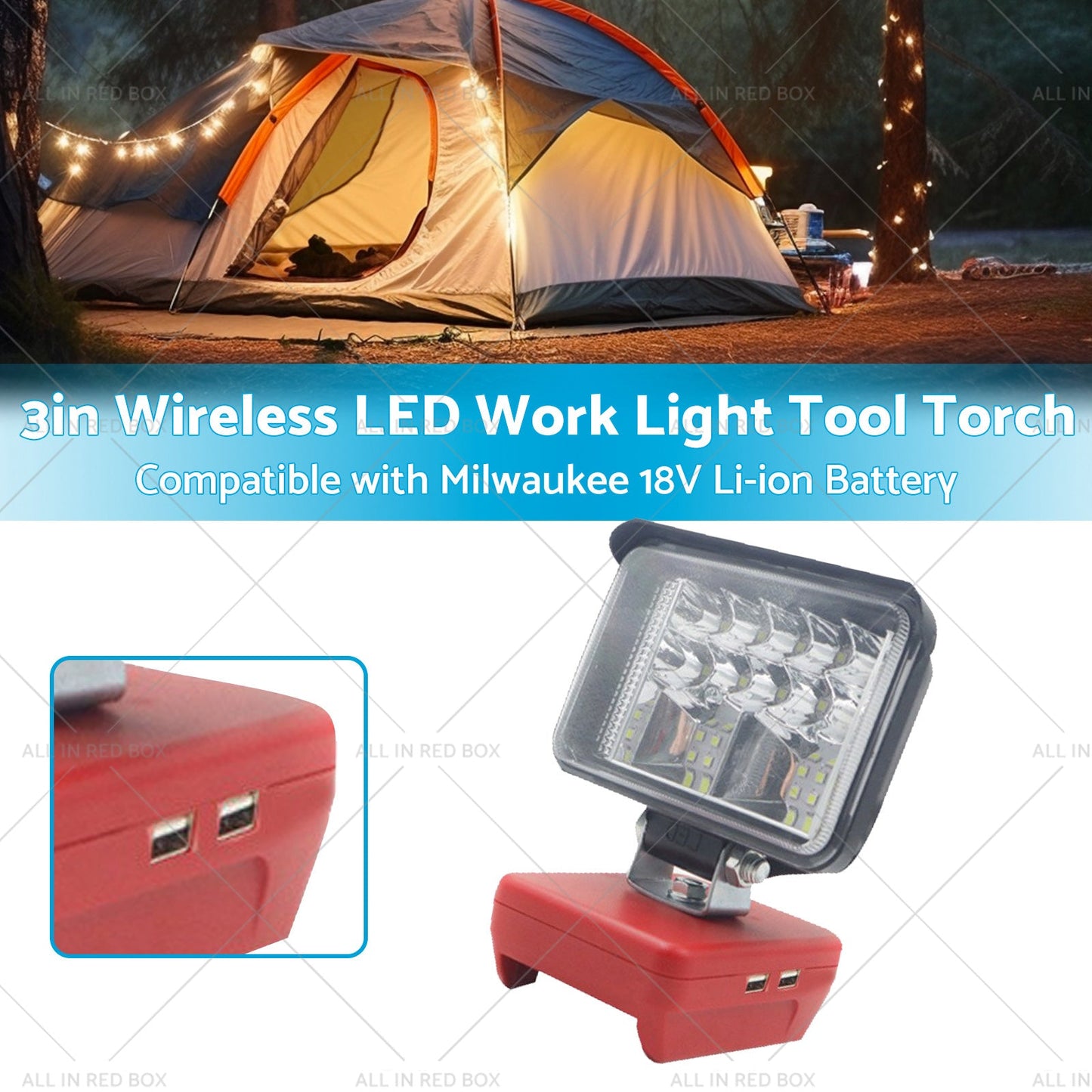 3in Wireless LED Work Light Torch Suitable For Milwaukee 18V Li-ion Battery-1