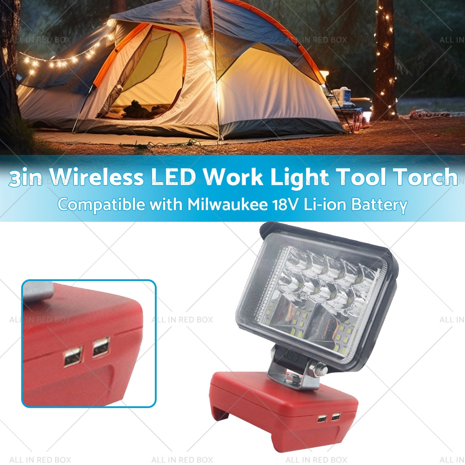 3in Wireless LED Work Light Torch Suitable For Milwaukee 18V Li-ion Battery-1