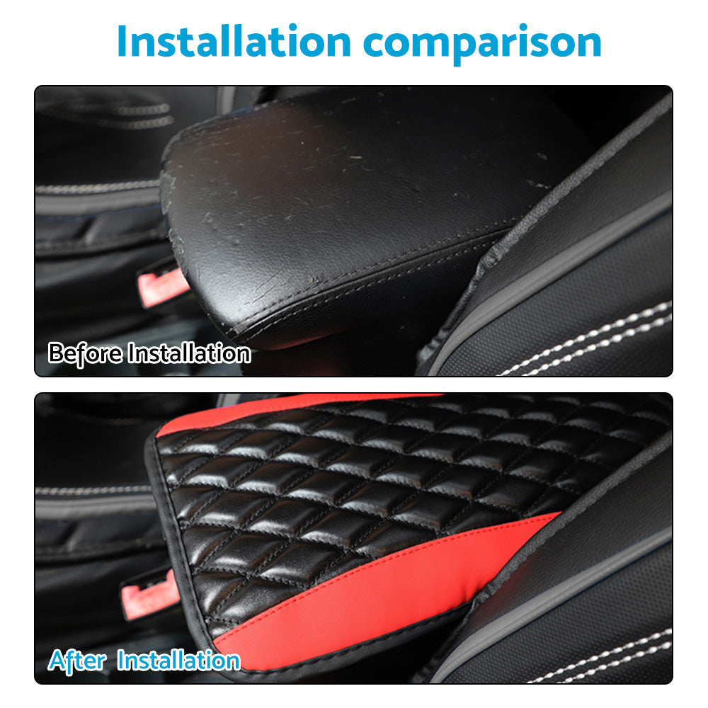 Universal Car Armrest Cushion Cover Suitable For Center Console Box PU Leather Pad Protector-3
