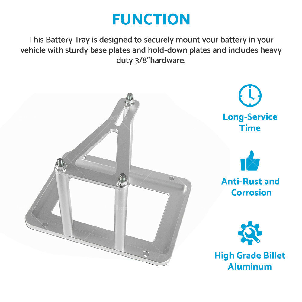 Universal Aluminum Billet Battery Tray Hold Down Relocation Box Mount Suitable For 551181-2
