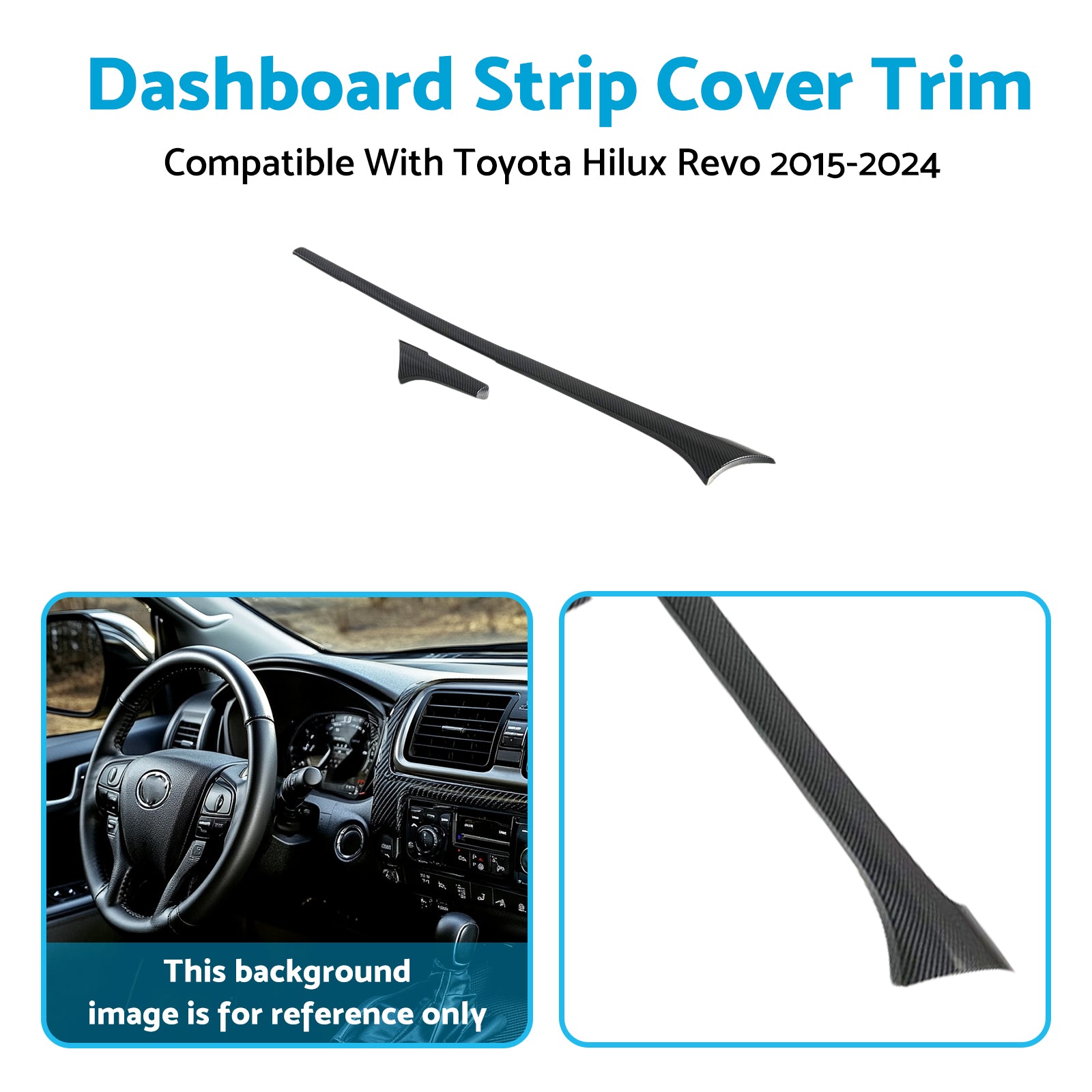 ABS Carbon Dashboard Strip Cover Trim Suitable For  Toyota Hilux Revo 2015-2024-3
