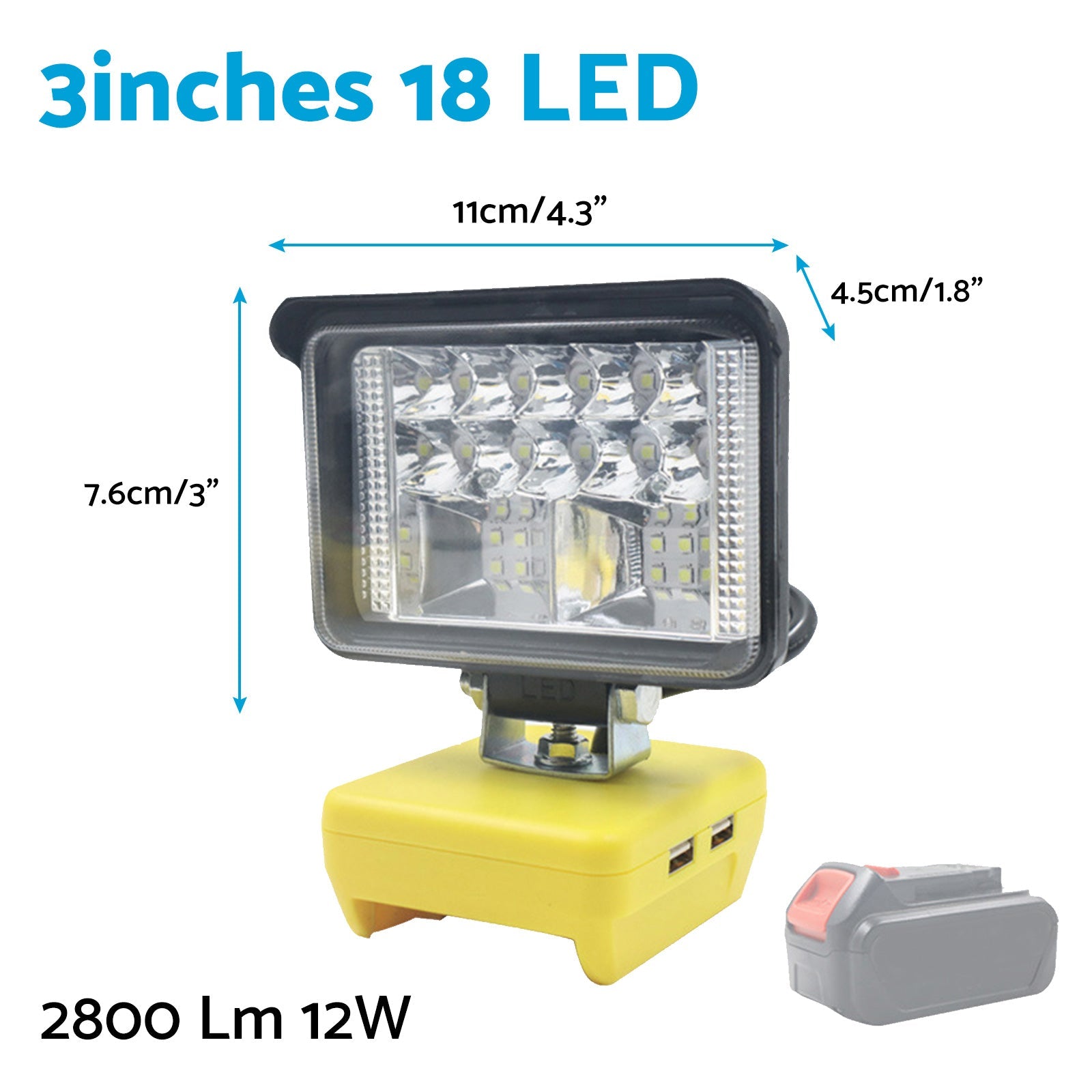 Torch Lamp LED Flood Work Light Tool Suitable for DeWalt 18V 20V Lithium Battery-2
