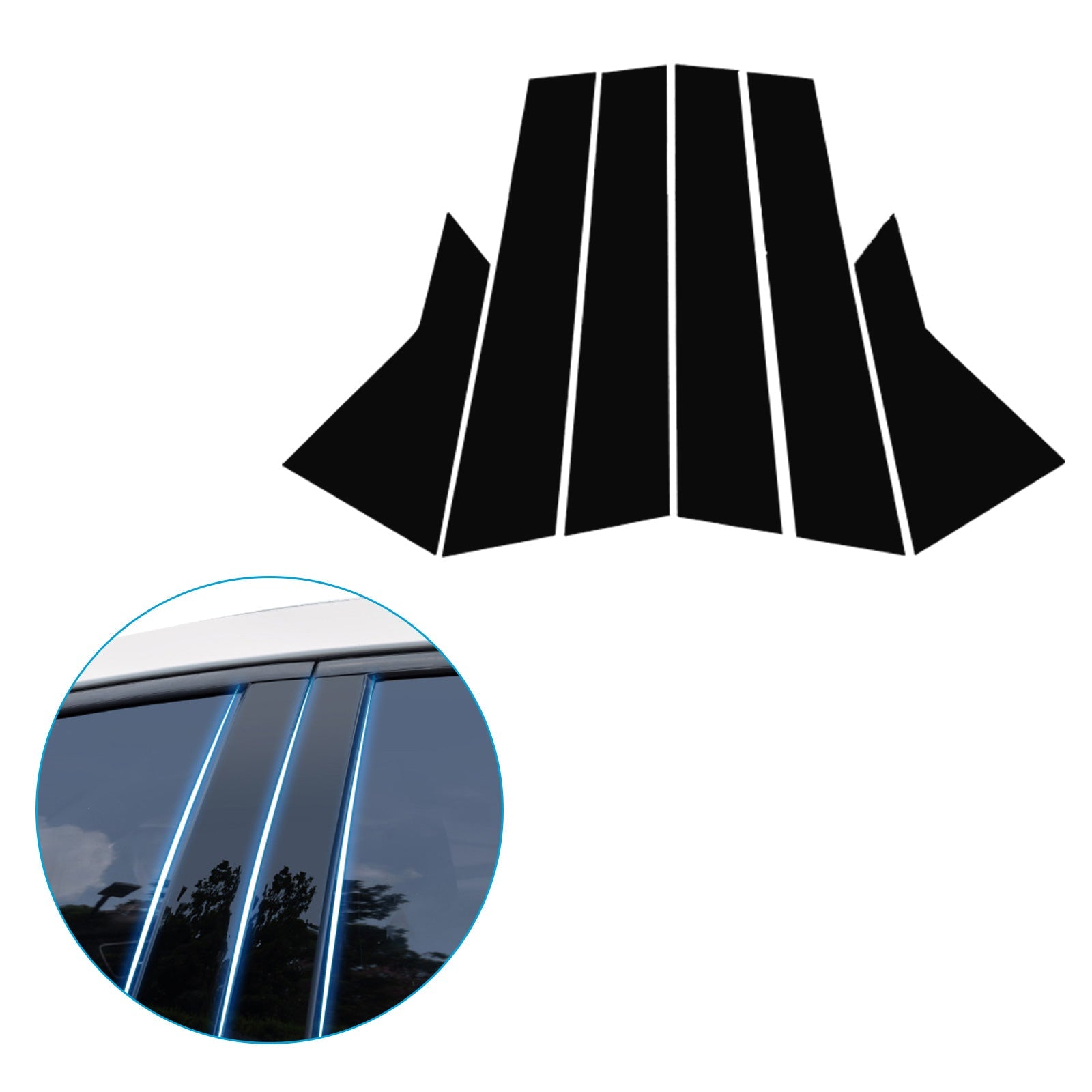 6x Black Pillar Post Cover Trims Suitable For Honda Civic 2022-2