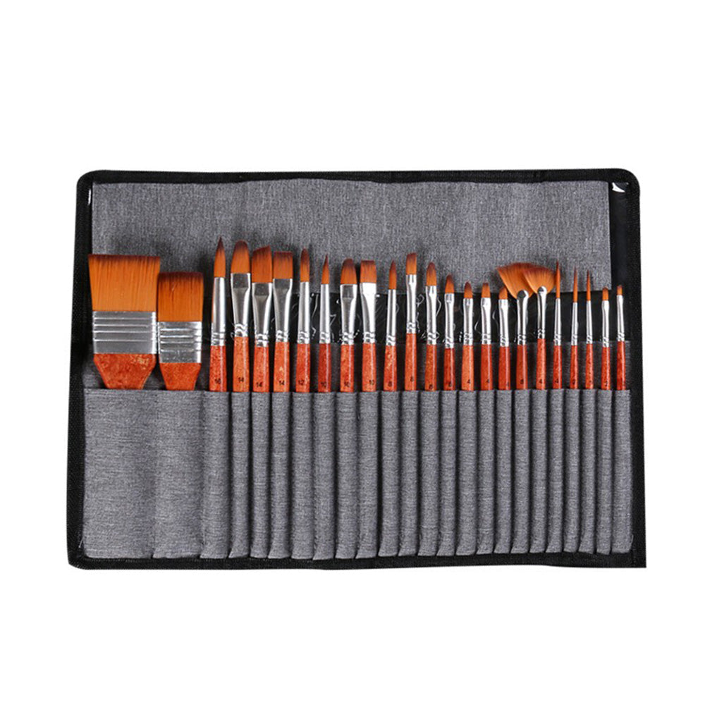 25 Pcs Artist Paint Brushes Watercolour Acrylic Oil Painting Brush With Case Set-0