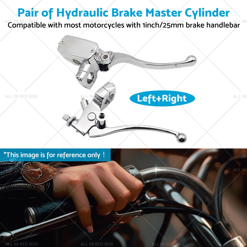 1inch Chrome Motorcycle Handlebar Hydraulic Brake Master Cylinder  and  Clutch Lever-3