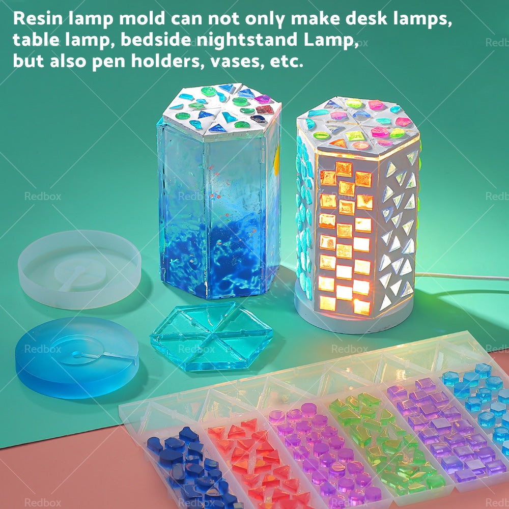 Silicone Resin Mold Mosaic Table Lamp Night Light Mold Set DIY Craft Pen Holder-3