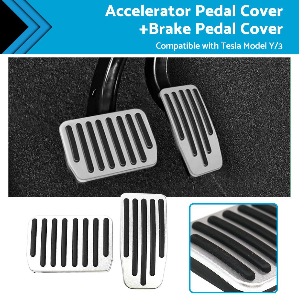 Foot Pedals Aluminum Pads Cover Accessories Suitable for Tesla Model Y Model 3 - Frazy's Auto Parts