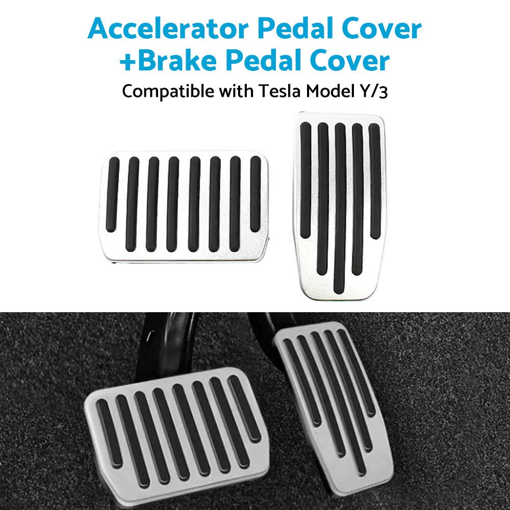 Foot Pedals Aluminum Pads Cover Accessories Suitable for Tesla Model Y Model 3 - Frazy's Auto Parts