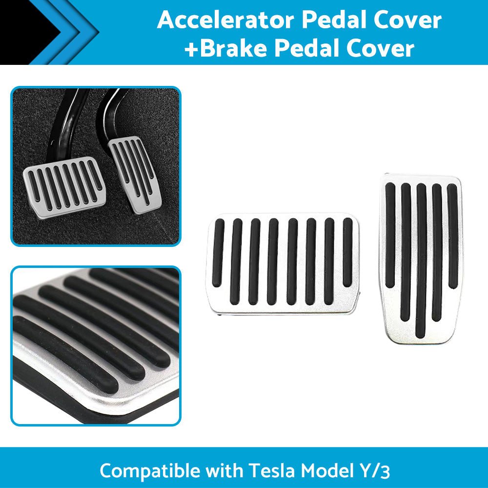 Foot Pedals Aluminum Pads Cover Accessories Suitable for Tesla Model Y Model 3 - Frazy's Auto Parts