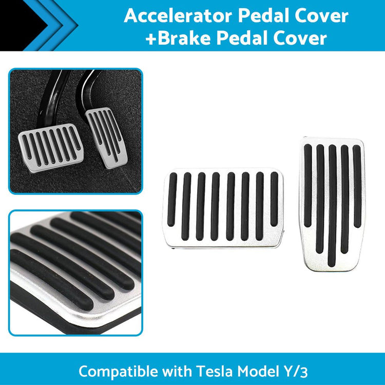 Foot Pedals Aluminum Pads Cover Accessories Suitable for Tesla Model Y Model 3 - Frazy's Auto Parts