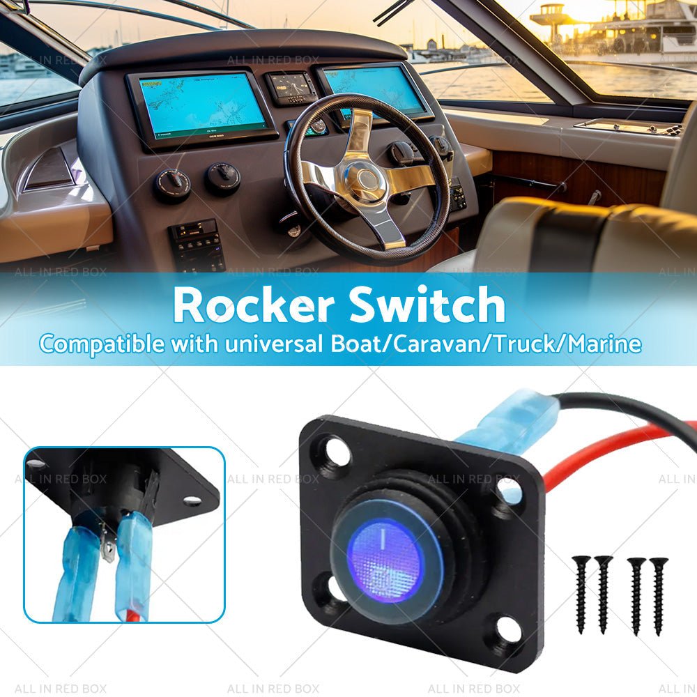 For Boat Caravan Truck Marine 12V 1 Gang Toggle Rocker Switch Panel ON OFF - Frazy's Auto Parts