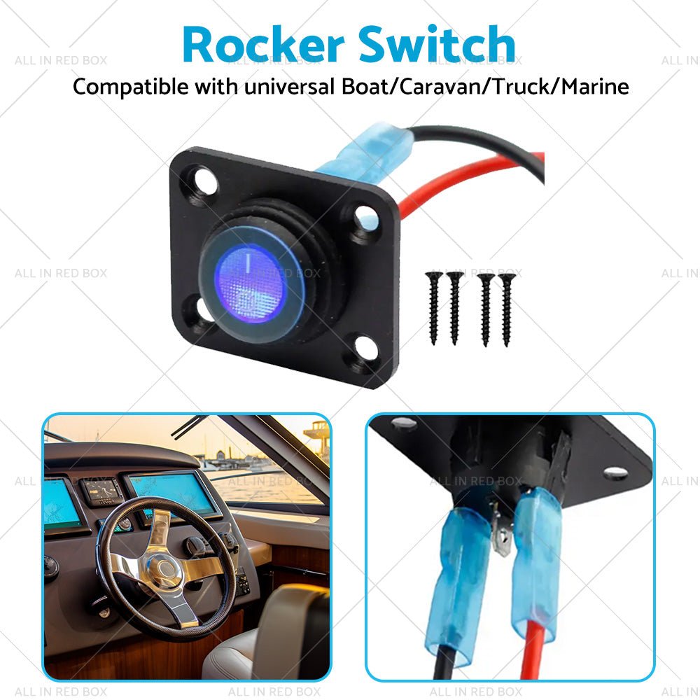 For Boat Caravan Truck Marine 12V 1 Gang Toggle Rocker Switch Panel ON OFF - Frazy's Auto Parts