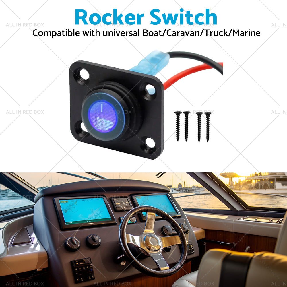 For Boat Caravan Truck Marine 12V 1 Gang Toggle Rocker Switch Panel ON OFF - Frazy's Auto Parts