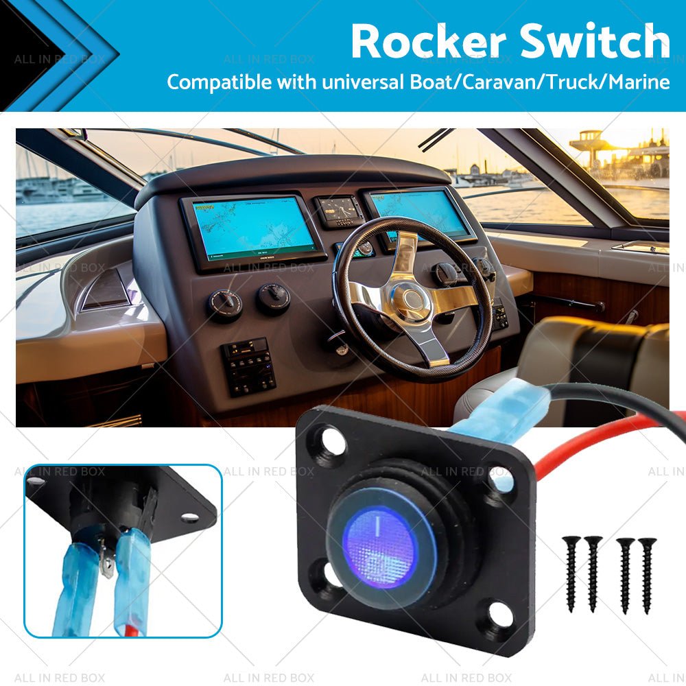 For Boat Caravan Truck Marine 12V 1 Gang Toggle Rocker Switch Panel ON OFF - Frazy's Auto Parts