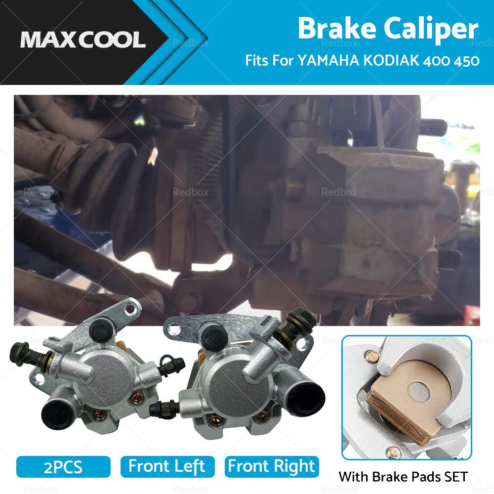 Front LeftRight BRAKE CALIPER with Brake Pads Set Fit For YAMAHA KODIAK 400 450 - Frazy's Auto Parts