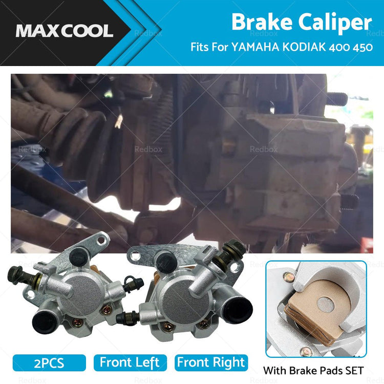Front LeftRight BRAKE CALIPER with Brake Pads Set Fit For YAMAHA KODIAK 400 450 - Frazy's Auto Parts