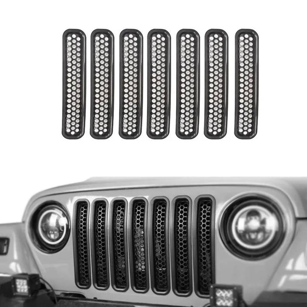 Front Mesh Grille Inserts Grill Cover Trim Suitable For Jeep Wrangler TJ 1997 - 2006 - Frazy's Auto Parts