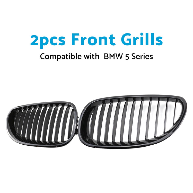 Gloss Black Front Grille Grill Suitable For BMW E60 E61 5 Series 2003 - 2010 - Frazy's Auto Parts