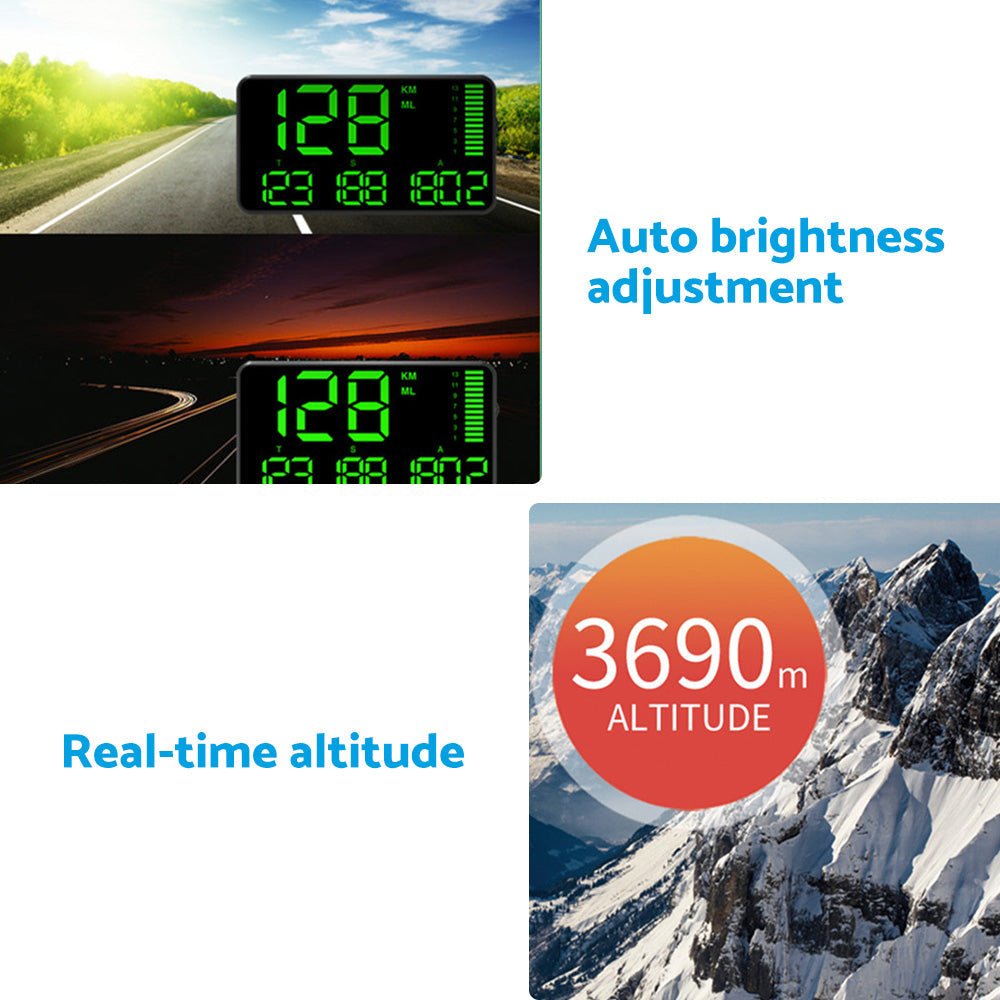 GPS Head Up Display Speedometer Odometer Digital Speed MPH with Over Speeding Alarm - Frazy's Auto Parts