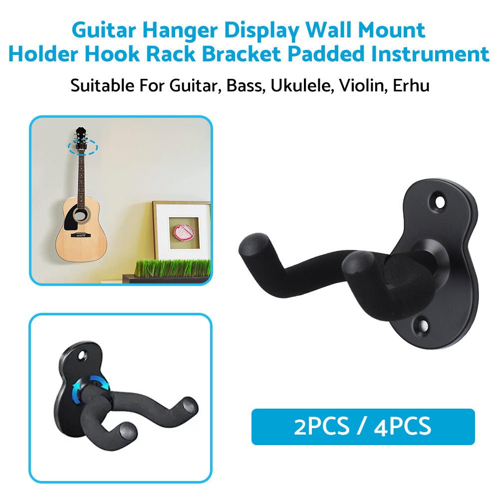 Guitar Hanger Display Wall Mount Holder Hook Rack Bracket Padded Instrument - Frazy's Auto Parts