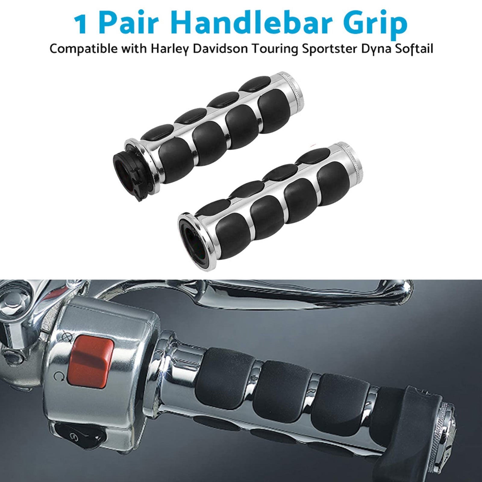 Handlebar Hand Grips Suitable For Harley Davidson Touring Sportster Dyna Softail - Frazy's Auto Parts