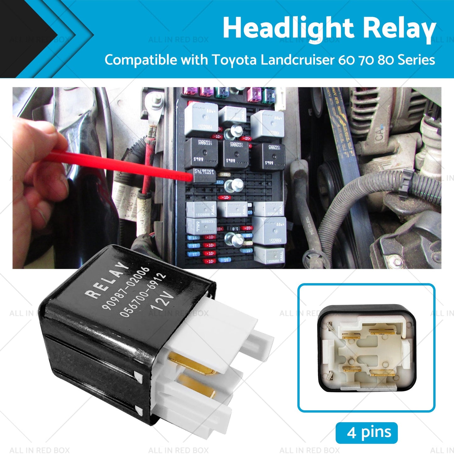 Headlight Relay 12V 4 Pins 90987 - 02006 Suitable For Toyota Landcruiser 60 70 80 - Frazy's Auto Parts