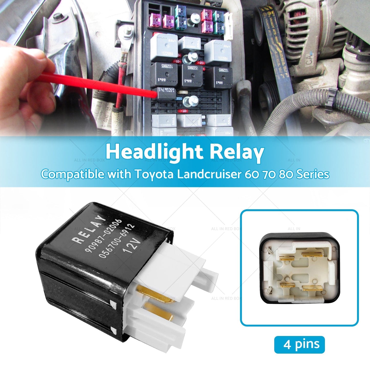 Headlight Relay 12V 4 Pins 90987 - 02006 Suitable For Toyota Landcruiser 60 70 80 - Frazy's Auto Parts