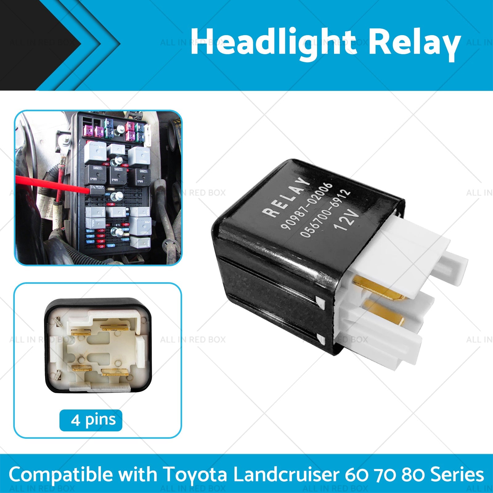 Headlight Relay 12V 4 Pins 90987 - 02006 Suitable For Toyota Landcruiser 60 70 80 - Frazy's Auto Parts