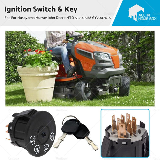 Ignition Switch and Key For Husqvarna Murray John Deere MTD 532163968 GY20074 92 - Frazy's Auto Parts