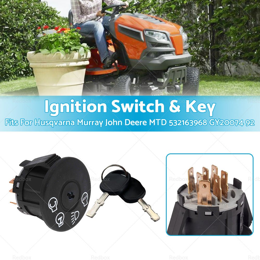 Ignition Switch and Key For Husqvarna Murray John Deere MTD 532163968 GY20074 92 - Frazy's Auto Parts