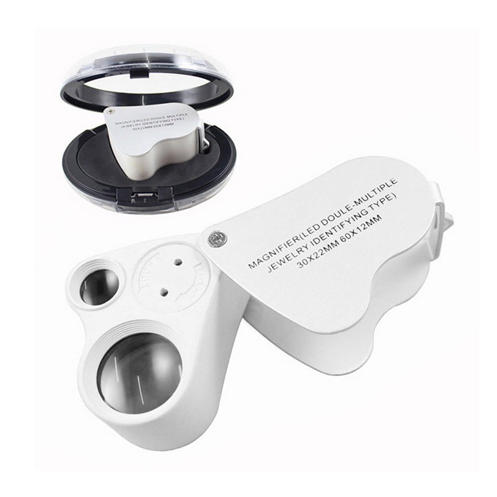 Jewelry Loupe Magnifier 30X 60X With LED Light 2 Lens Illuminated Jewelers Eye Loupe - Frazy's Auto Parts