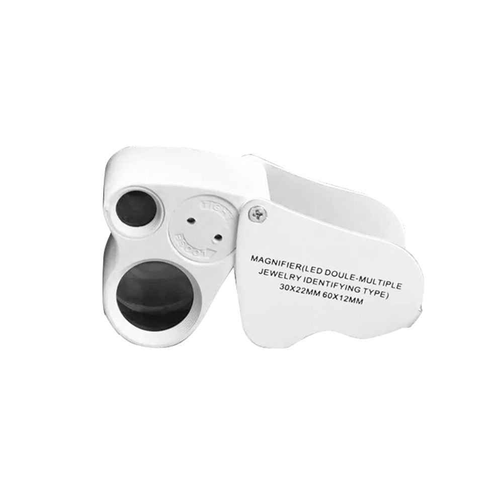 Jewelry Loupe Magnifier 30X 60X With LED Light 2 Lens Illuminated Jewelers Eye Loupe - Frazy's Auto Parts