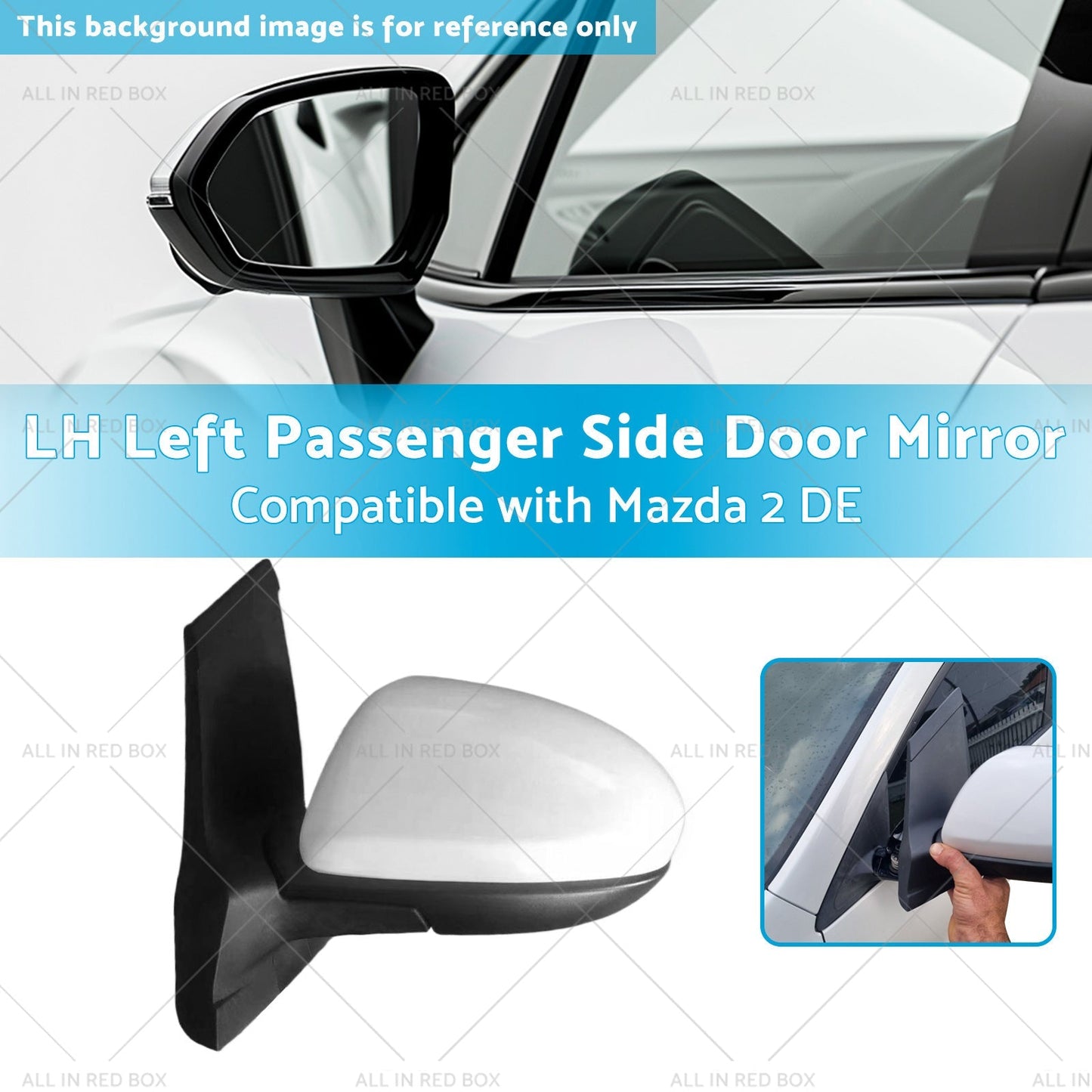 LH Left Passenger Side Door Mirror Suitable for 3 Wires Mazda 2 DE 06 or 07 - 14 - Frazy's Auto Parts