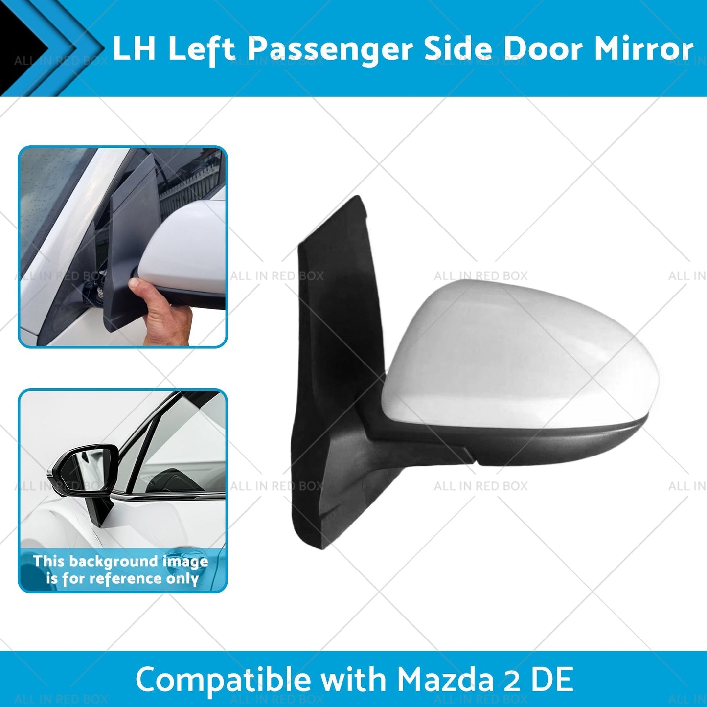 LH Left Passenger Side Door Mirror Suitable for 3 Wires Mazda 2 DE 06 or 07 - 14 - Frazy's Auto Parts