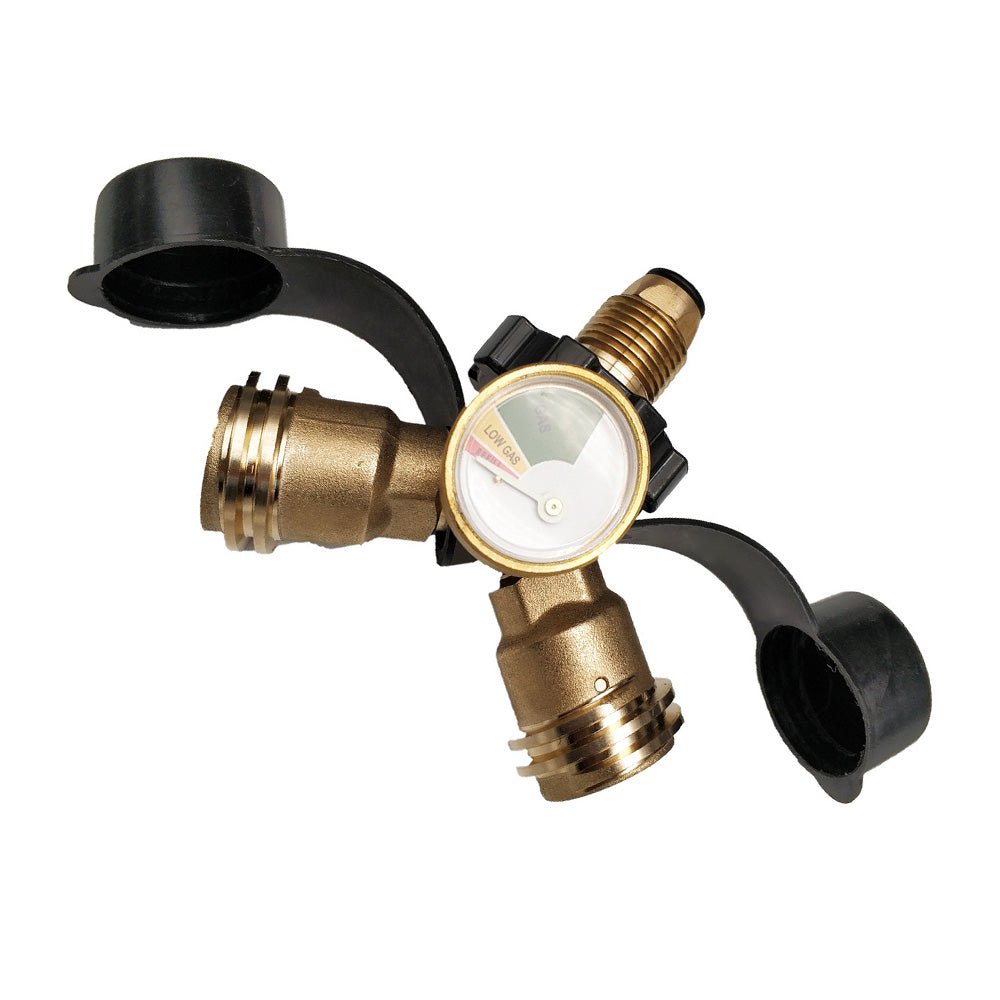 LPG Bottle POL Dual Outlet Adapter inch Y inch Configuration with Gas Level Gauge - Frazy's Auto Parts