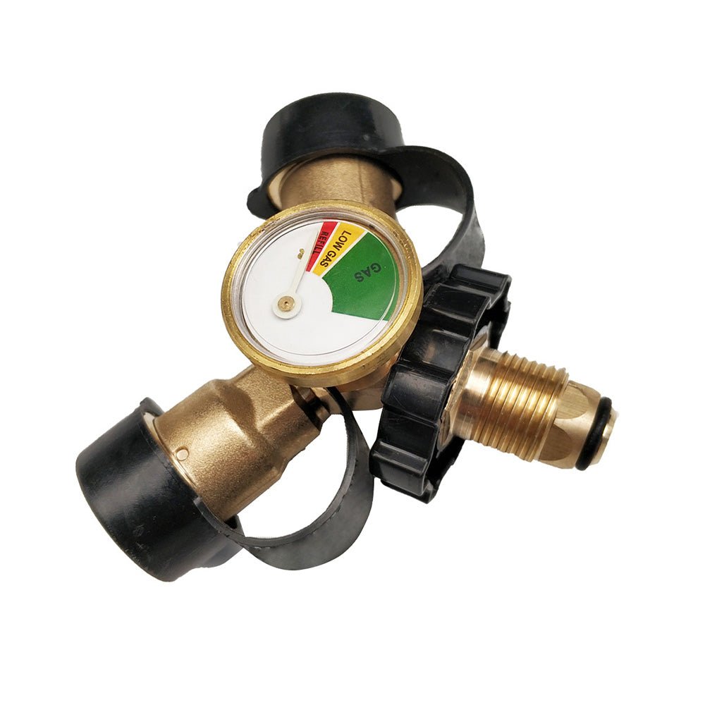 LPG Bottle POL Dual Outlet Adapter inch Y inch Configuration with Gas Level Gauge - Frazy's Auto Parts