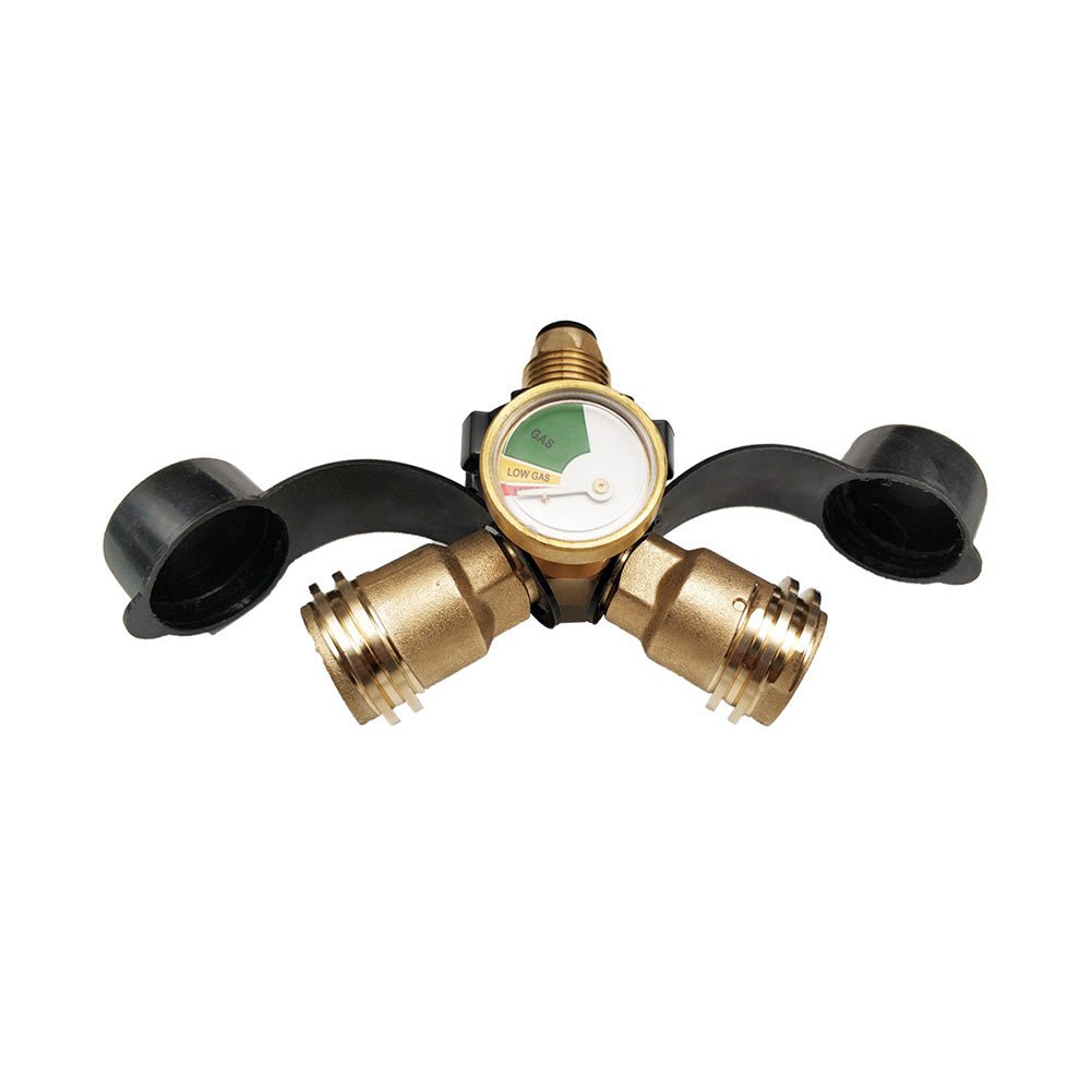 LPG Bottle POL Dual Outlet Adapter inch Y inch Configuration with Gas Level Gauge - Frazy's Auto Parts