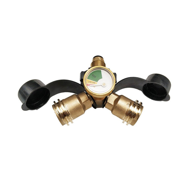 LPG Bottle POL Dual Outlet Adapter inch Y inch Configuration with Gas Level Gauge - Frazy's Auto Parts