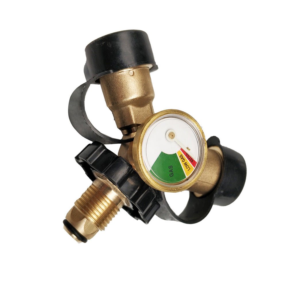 LPG Bottle POL Dual Outlet Adapter inch Y inch Configuration with Gas Level Gauge - Frazy's Auto Parts