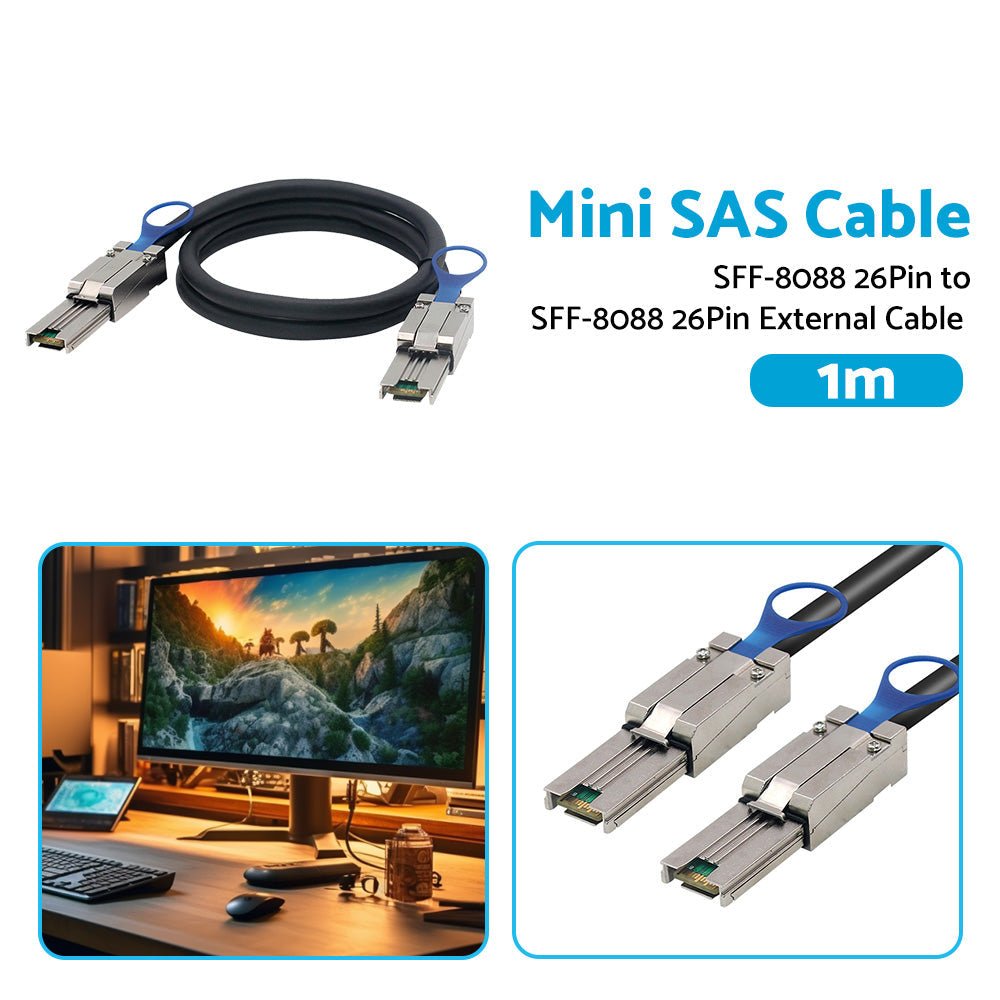 Mini SAS SFF - 8088 26Pin to SFF - 8088 26Pin External Cable Disk Array Line 1M - Frazy's Auto Parts