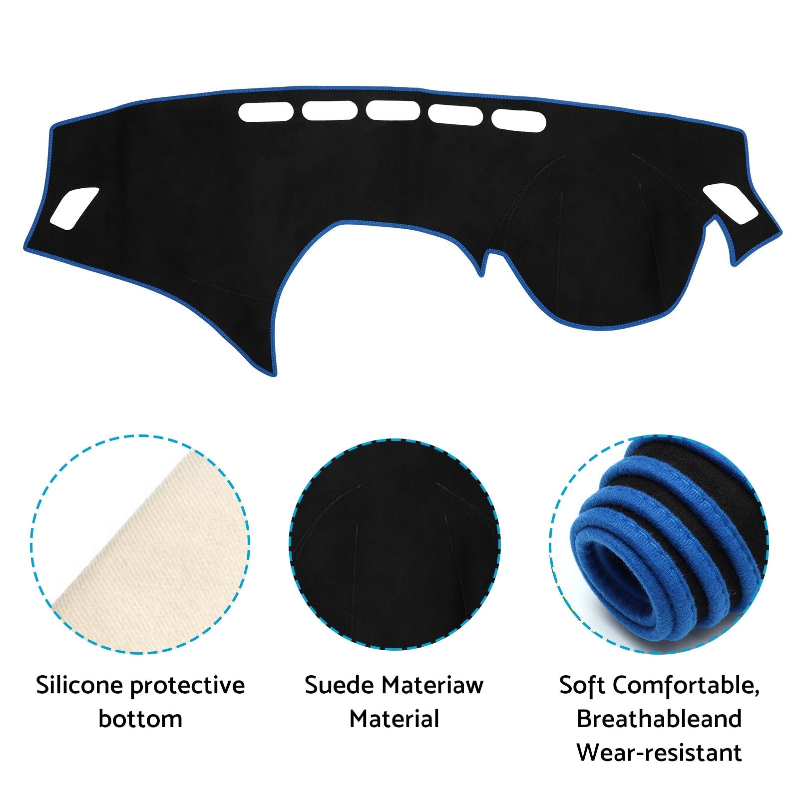 Non - Slip Dash Mat (Dashboard Cover) Suitable For BMW 1 Series F20 2012 - 2017 Black & Blue - Frazy's Auto Parts