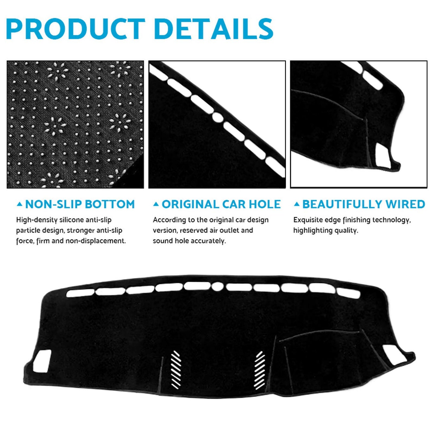 Non Slip Dash Mat Suitable For Ford Ranger PX2 PX3 MK3 XLT XL XLS 2015 - 2021 Black - Frazy's Auto Parts