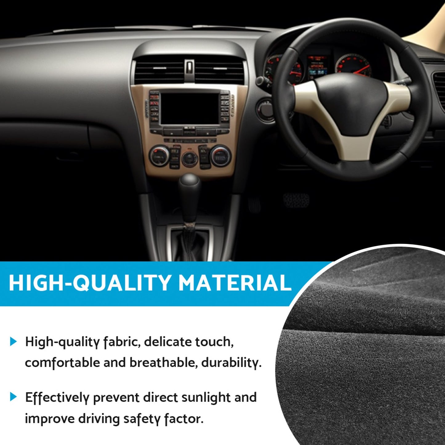 Non - Slip Dash Mat Suitable For Nissan Tiida ST / ST - L / Ti Q 2006 - 2013 Dashboard Black - Frazy's Auto Parts