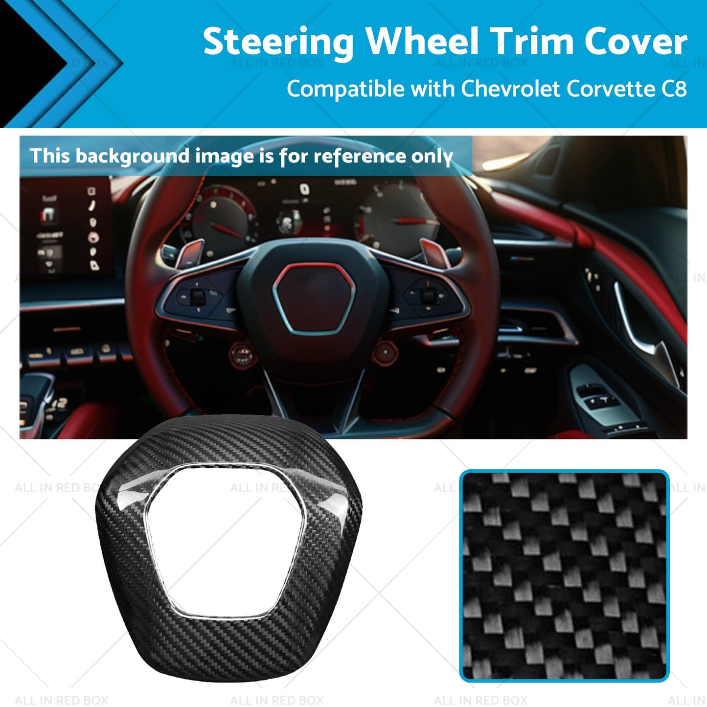 Overlay Real Carbon Fiber Steering Wheel Center Cover Suitable For Corvette C8 - Frazy's Auto Parts