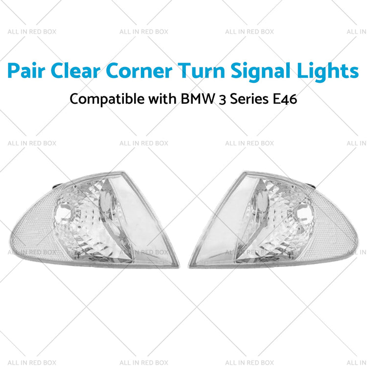 Pair Clear Corner Turn Signal Lights Suitable for BMW E46 98 - 01 3 Series - Frazy's Auto Parts