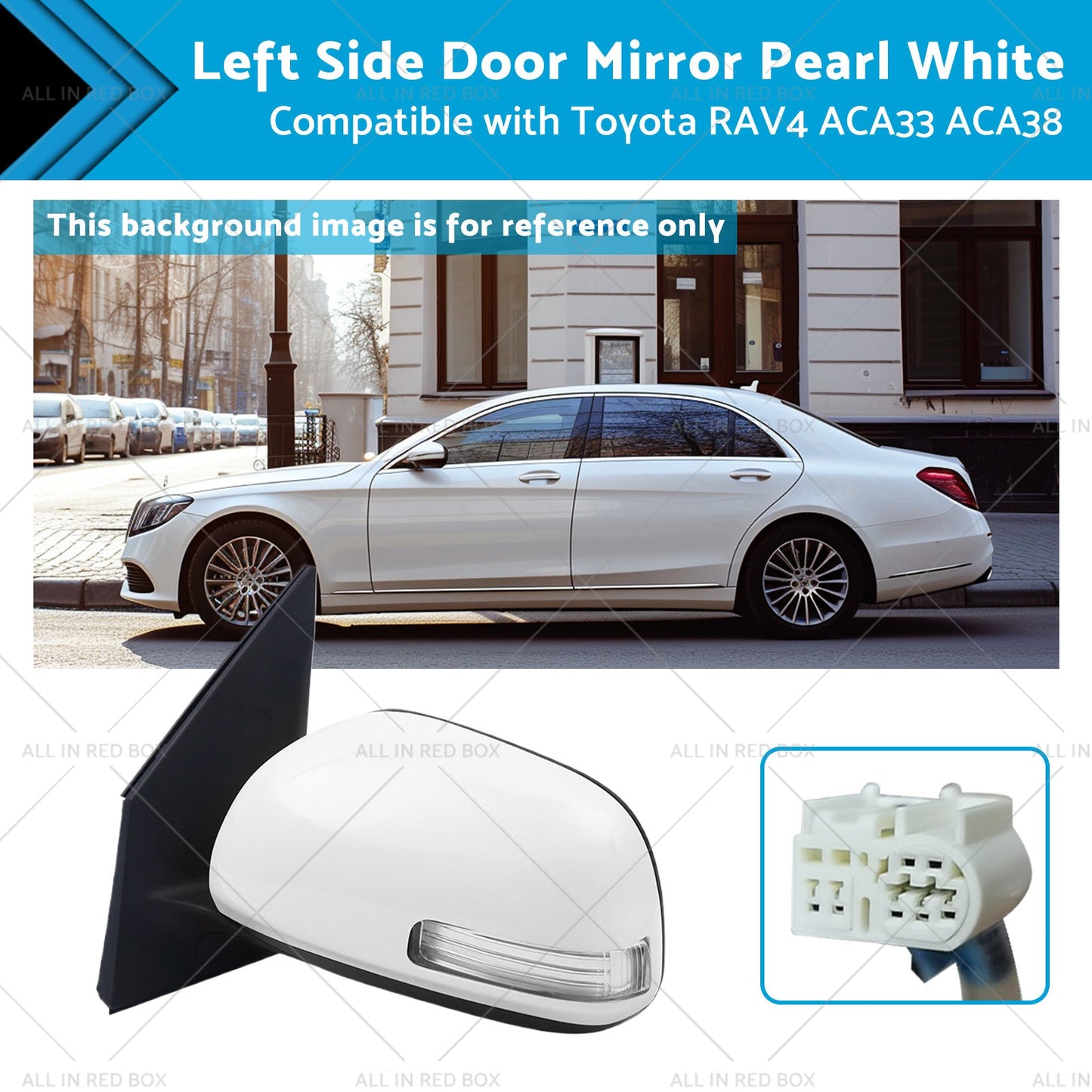 Pearl White Mirror Left Side Door Suitable for Toyota RAV4 ACA33 ACA38 2008 - 2012 - Frazy's Auto Parts