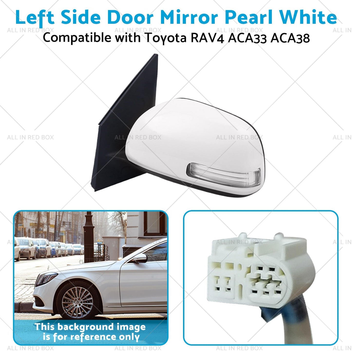 Pearl White Mirror Left Side Door Suitable for Toyota RAV4 ACA33 ACA38 2008 - 2012 - Frazy's Auto Parts
